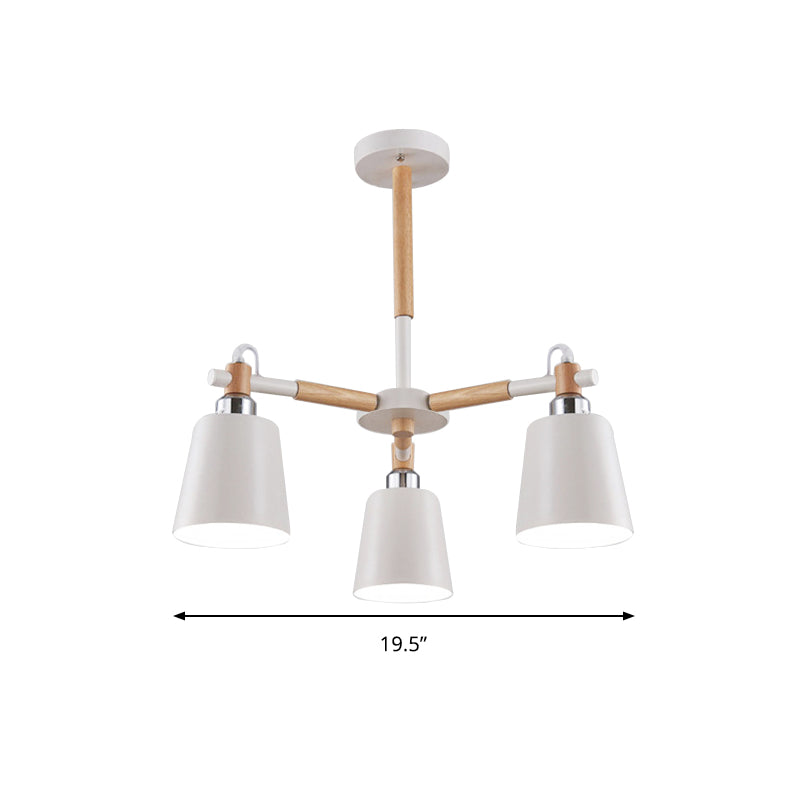 Bedroom Tapered Shade Hanging Ceiling Lamp Iron and Wood - Rebooters