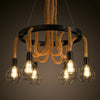 6 Bulbs Ceiling Chandelier Rustic Iron Pendant Light in Brown - Rebooters