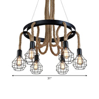 6 Bulbs Ceiling Chandelier Rustic Iron Pendant Light in Brown - Rebooters