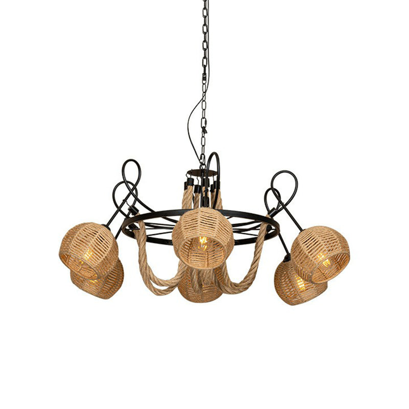 Farmhouse Wheel Hanging Pendant 6-Head Iron Chandelier Light - Rebooters