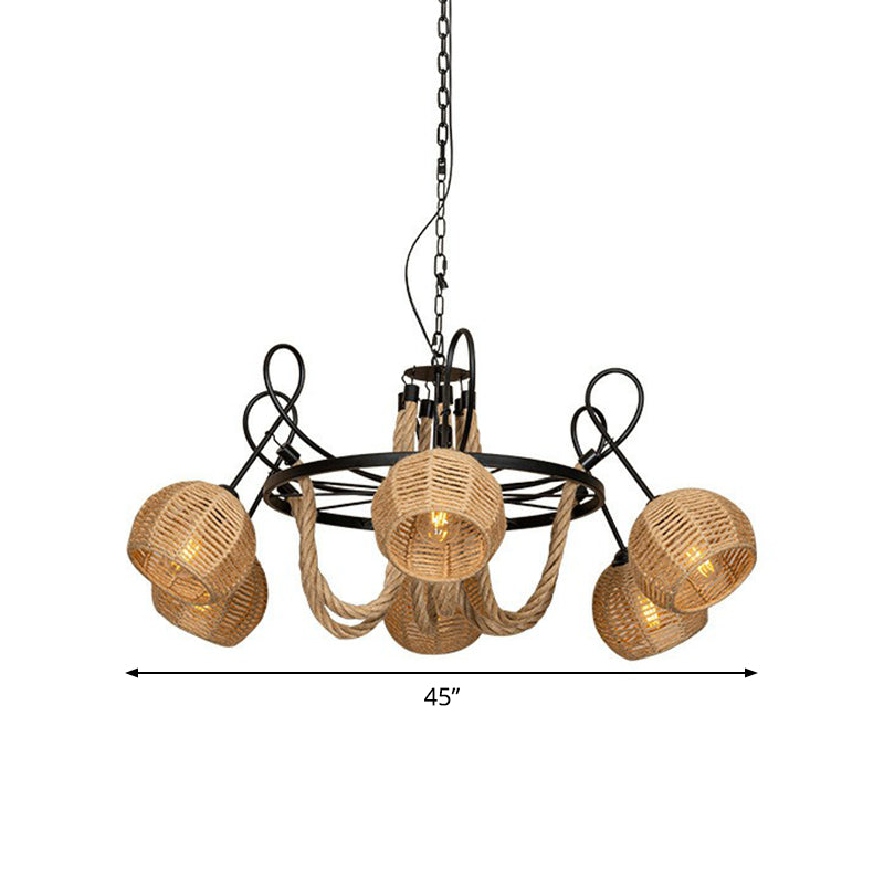 Farmhouse Wheel Hanging Pendant 6-Head Iron Chandelier Light - Rebooters