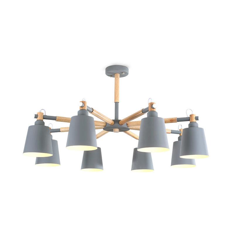 Tapered Shade Living Hanging Lamp Metal 8 Bulbs Pendant Lighting - Rebooters