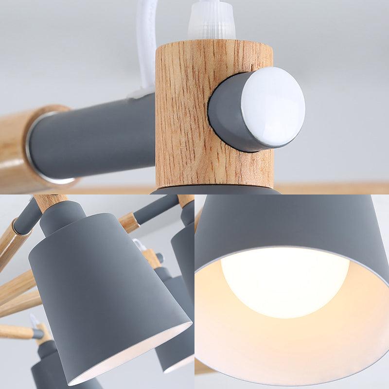 Tapered Shade Living Hanging Lamp Metal 8 Bulbs Pendant Lighting - Rebooters