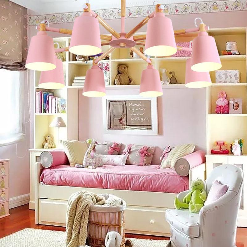 Tapered Shade Living Hanging Lamp Metal 8 Bulbs Pendant Lighting - Rebooters