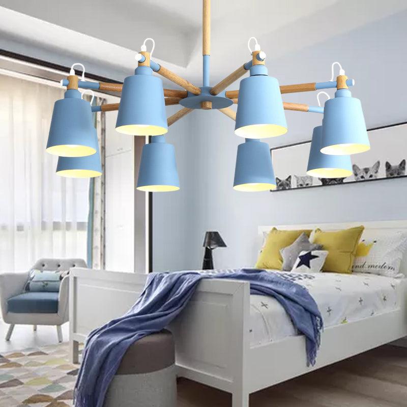 Tapered Shade Living Hanging Lamp Metal 8 Bulbs Pendant Lighting - Rebooters