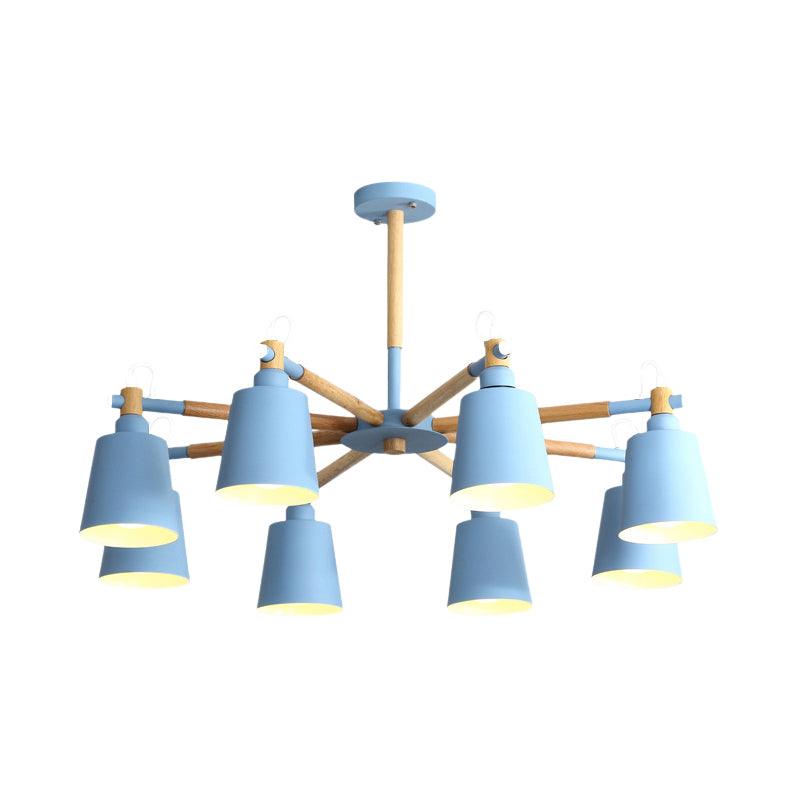 Tapered Shade Living Hanging Lamp Metal 8 Bulbs Pendant Lighting - Rebooters