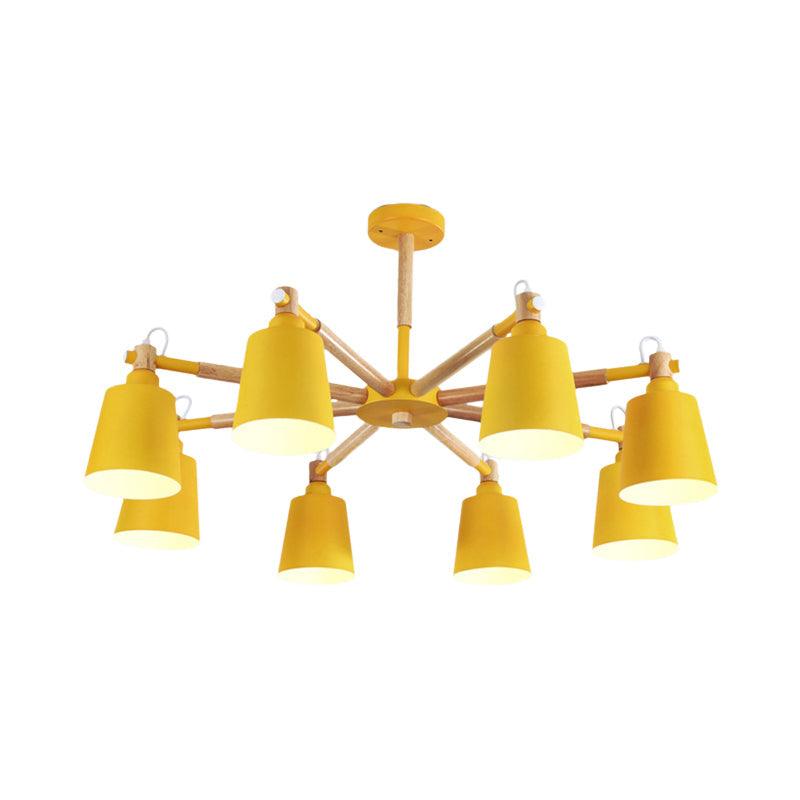 Tapered Shade Living Hanging Lamp Metal 8 Bulbs Pendant Lighting - Rebooters