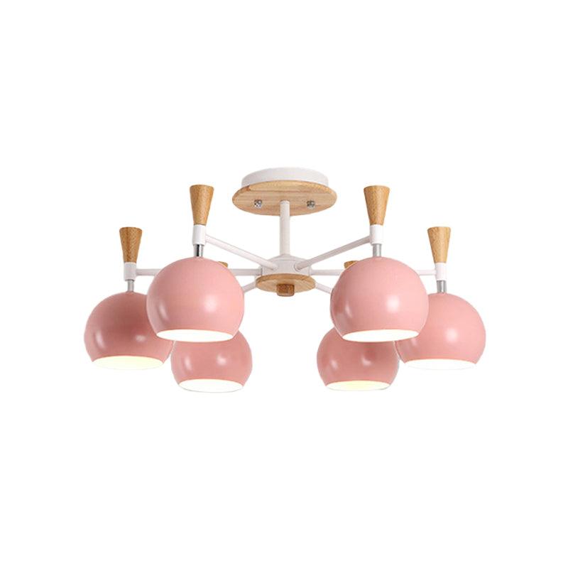 Metal Dome Hanging Chandelier 6 Bulbs Modern Light for Kids - Rebooters