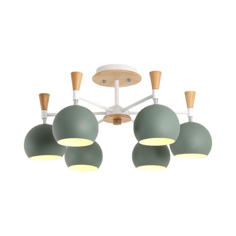 Metal Dome Hanging Chandelier 6 Bulbs Modern Light for Kids - Rebooters