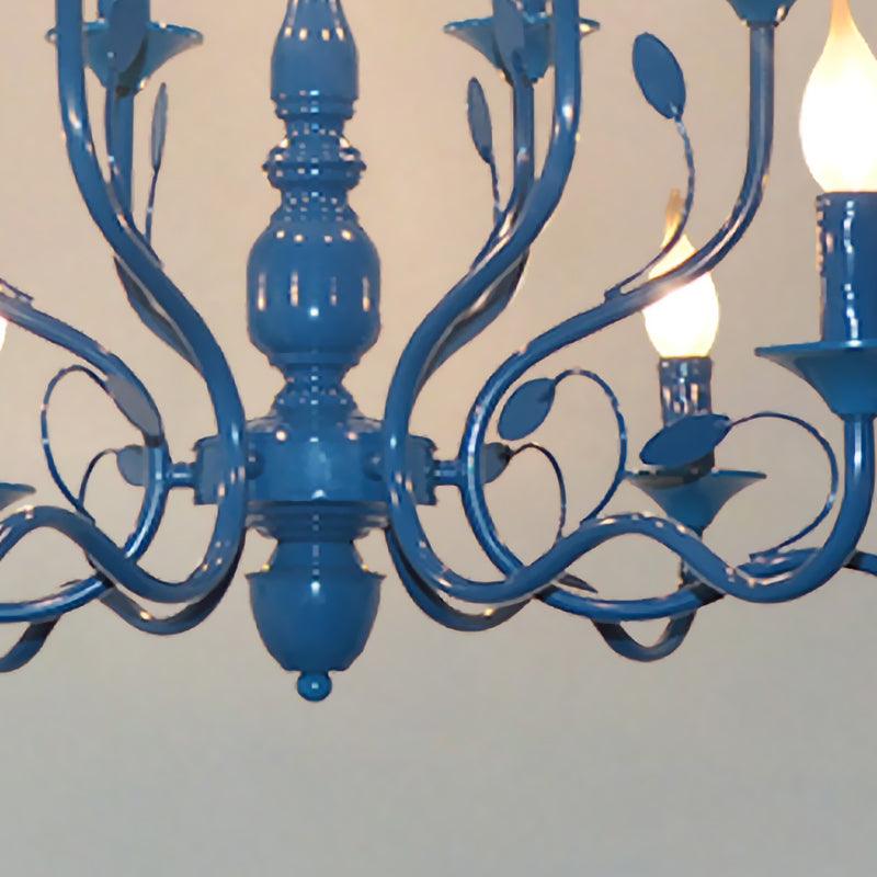 Metal Candle Shape Pendant Chandelier Vintage 10/12/16 Lights Restaurant Ceiling Lamp in Blue - Rebooters