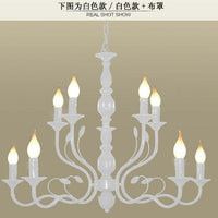 2-Tier Candle Living Room Chandelier Lighting Traditionary Metal 10/12/16 Heads White Pendant Lamp - Rebooters