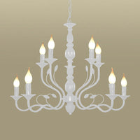 2-Tier Candle Living Room Chandelier Lighting Traditionary Metal 10/12/16 Heads White Pendant Lamp - Rebooters