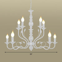 2-Tier Candle Living Room Chandelier Lighting Traditionary Metal 10/12/16 Heads White Pendant Lamp - Rebooters