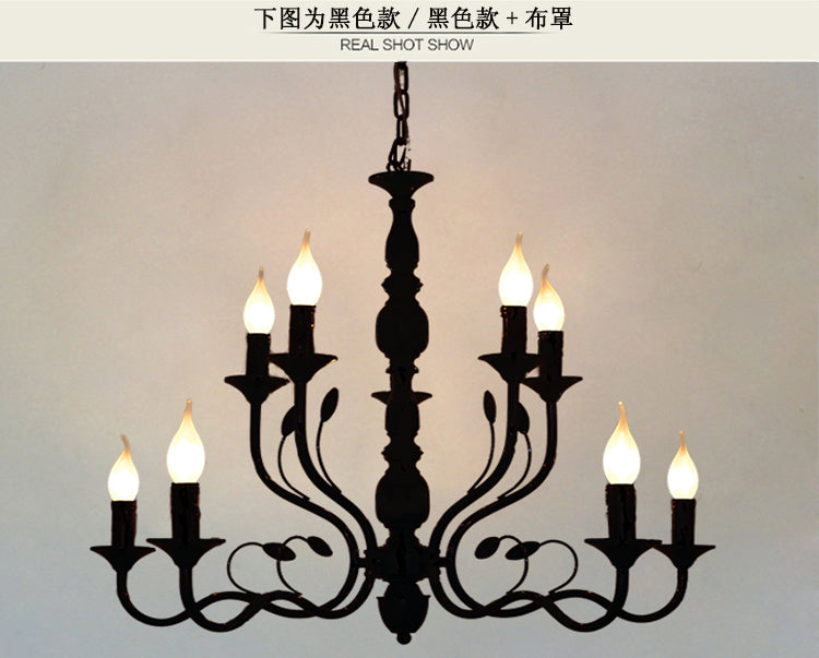 Traditional Curvy Arm Hanging Chandelier 10/12/16 Bulbs Metal Lamp in Black - Rebooters