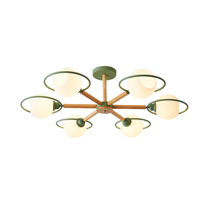 Dining Room Round Hanging Lights Glass 5 Bulbs Art Deco Fixture - Rebooters