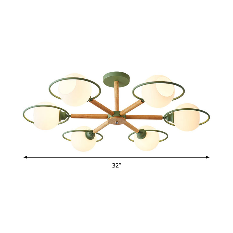 Dining Room Round Hanging Lights Glass 5 Bulbs Art Deco Fixture - Rebooters