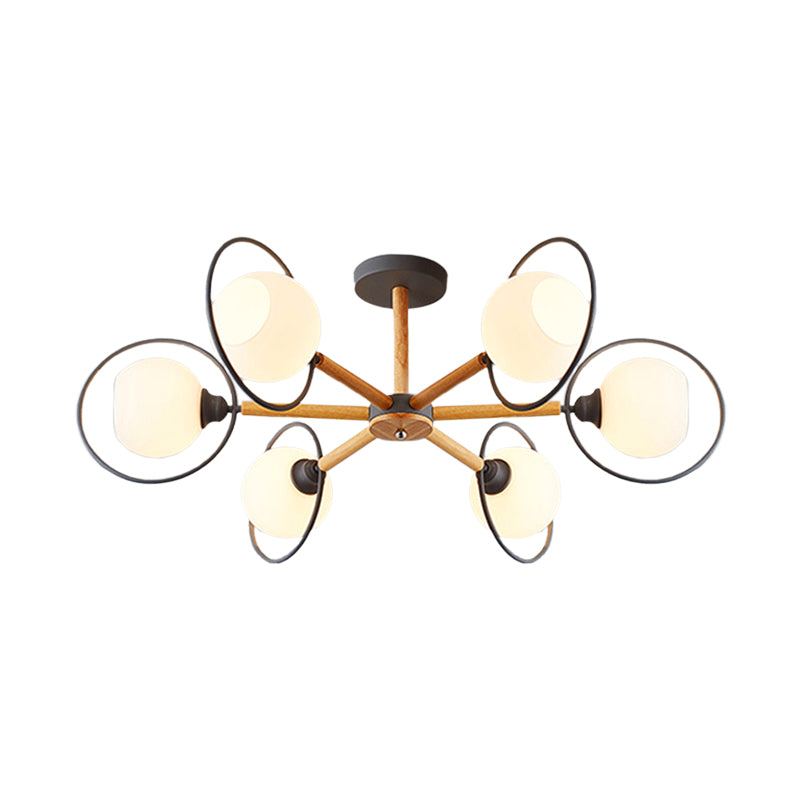 Dining Room Round Hanging Lights Glass 5 Bulbs Art Deco Fixture - Rebooters