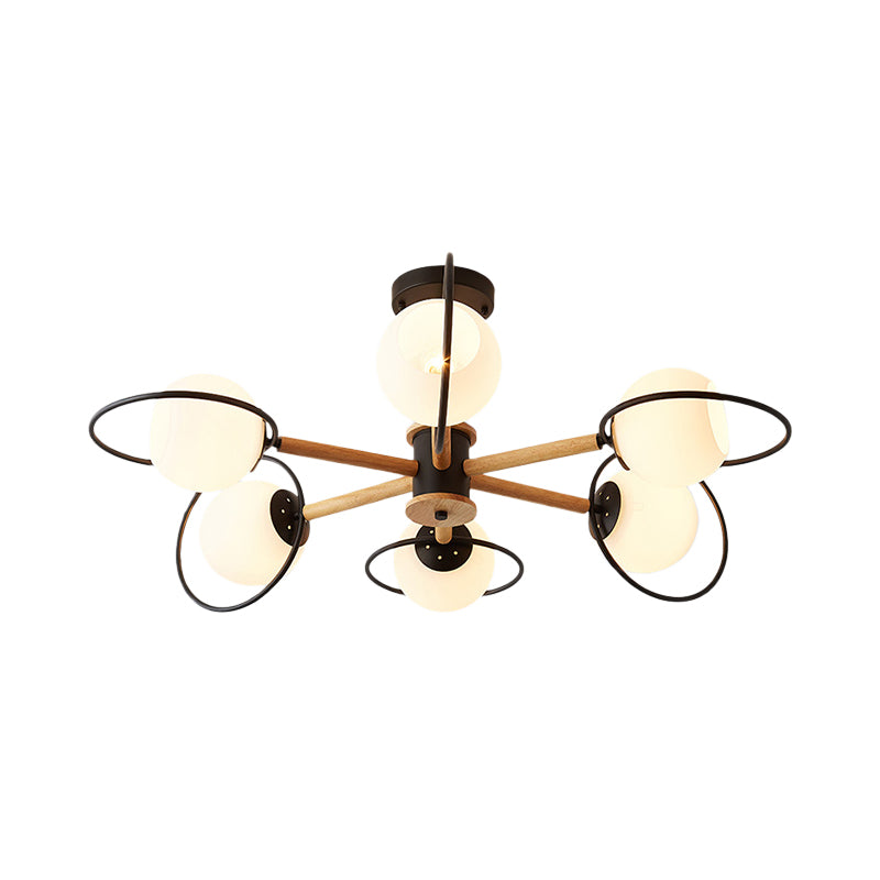 Dining Room Round Hanging Lights Glass 5 Bulbs Art Deco Fixture - Rebooters