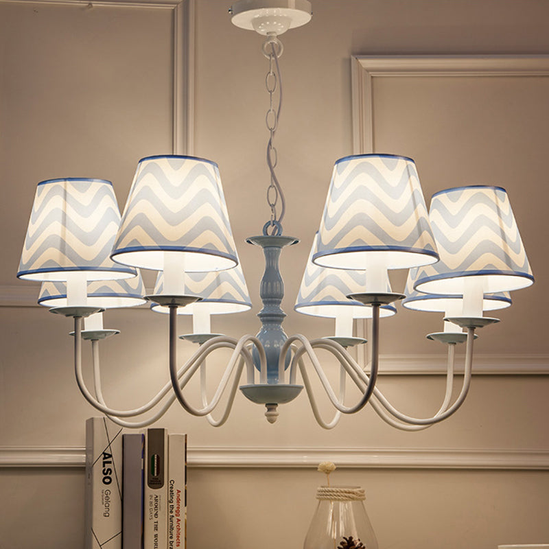 Blue Zig Zag Pendant Light Modern Metal Chandelier for Kids - Rebooters