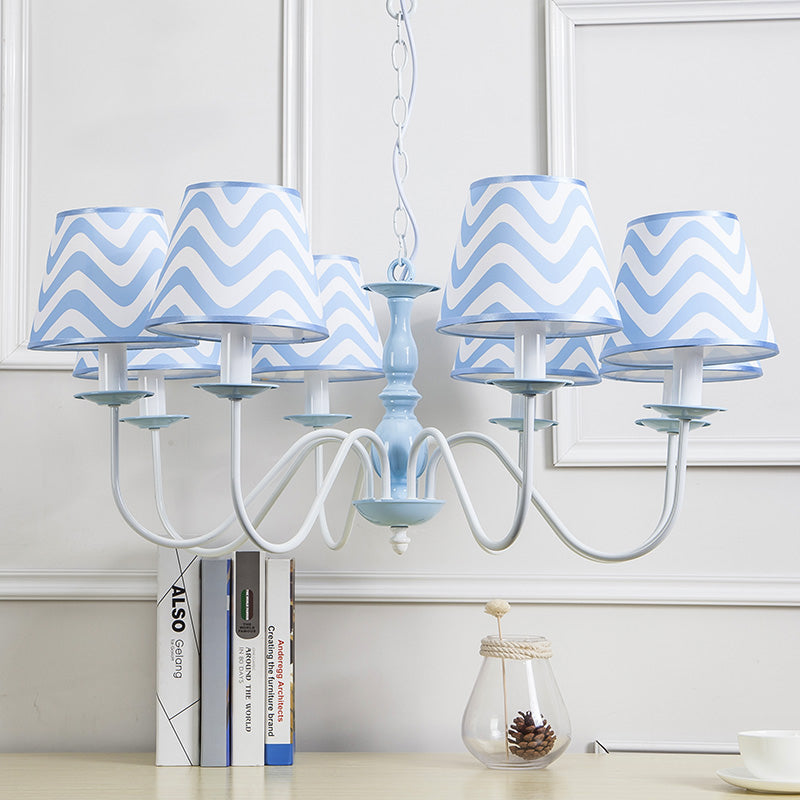Blue Zig Zag Pendant Light Modern Metal Chandelier for Kids - Rebooters