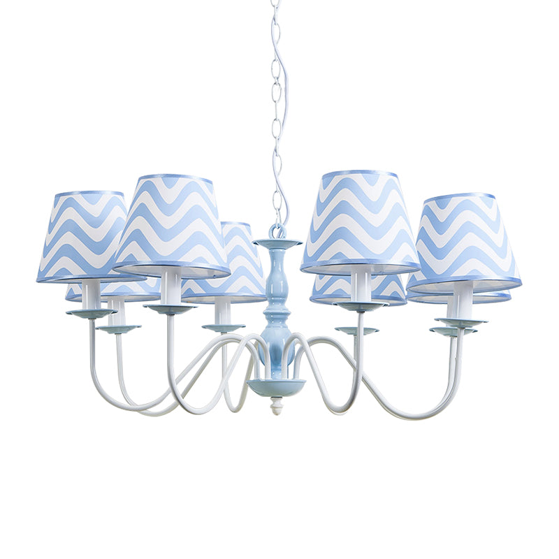 Blue Zig Zag Pendant Light Modern Metal Chandelier for Kids - Rebooters