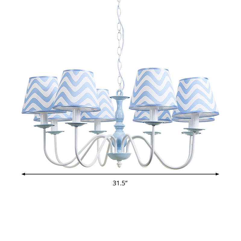 Blue Zig Zag Pendant Light Modern Metal Chandelier for Kids - Rebooters