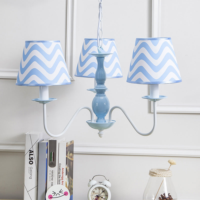 Blue Zig Zag Pendant Light Modern Metal Chandelier for Kids - Rebooters