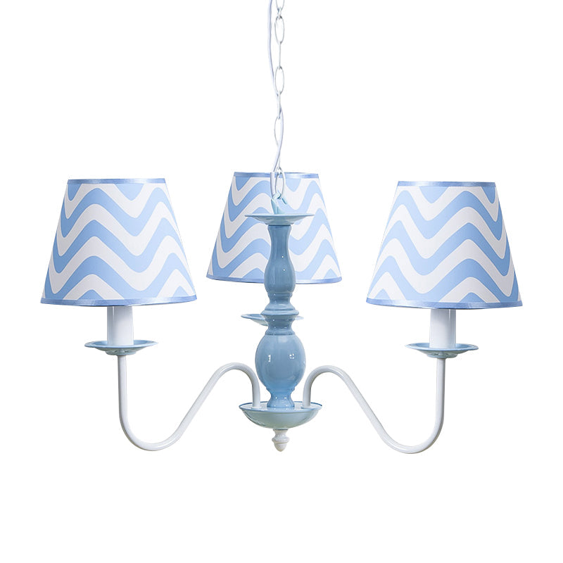 Blue Zig Zag Pendant Light Modern Metal Chandelier for Kids - Rebooters