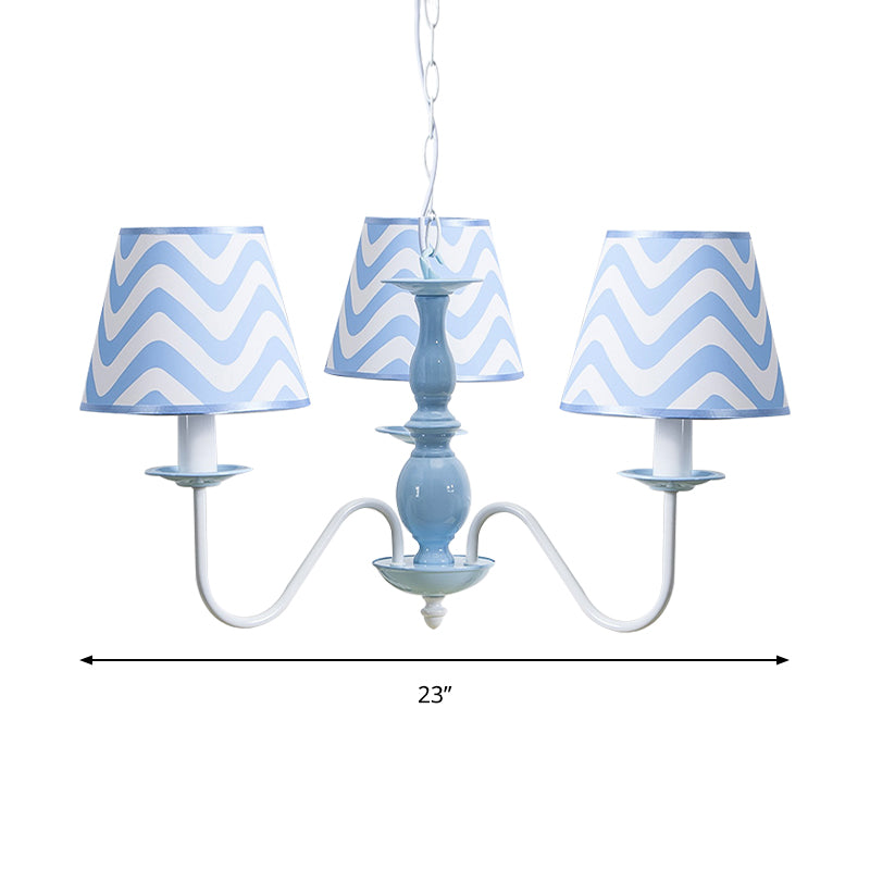 Blue Zig Zag Pendant Light Modern Metal Chandelier for Kids - Rebooters