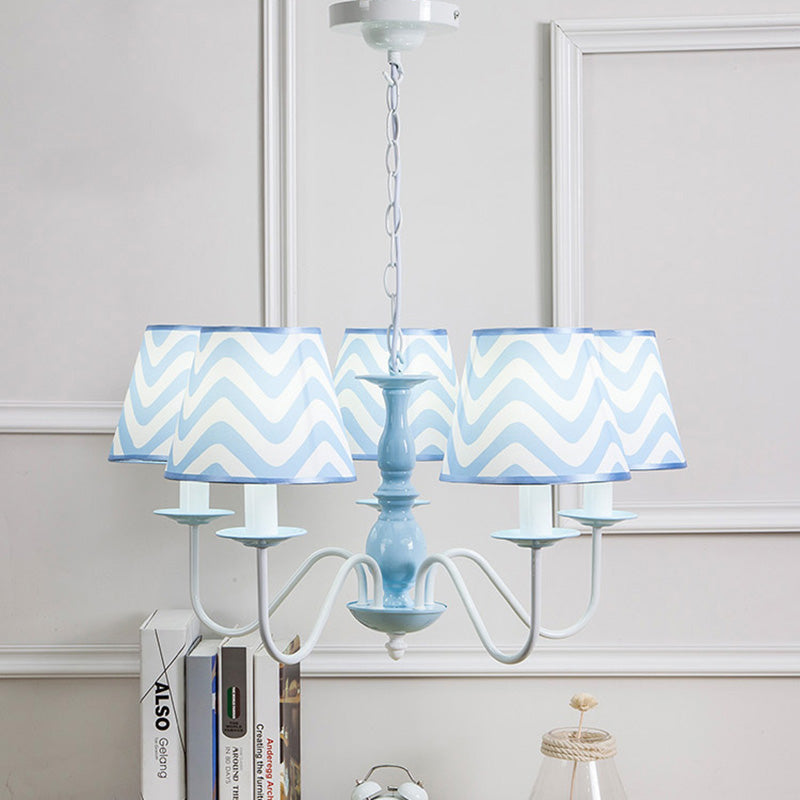 Blue Zig Zag Pendant Light Modern Metal Chandelier for Kids - Rebooters