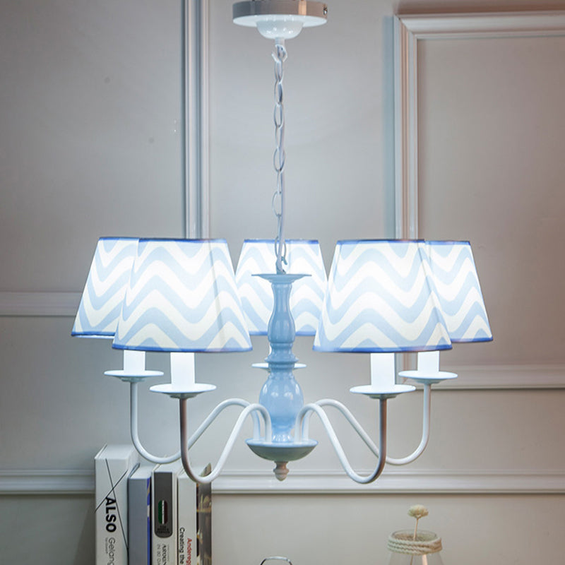 Blue Zig Zag Pendant Light Modern Metal Chandelier for Kids - Rebooters