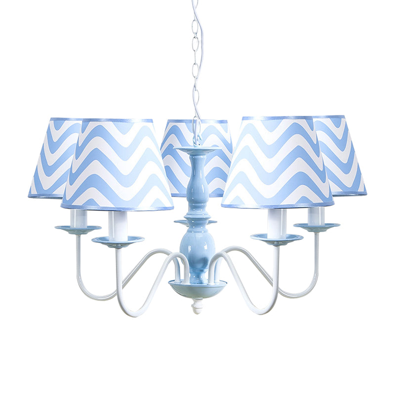 Blue Zig Zag Pendant Light Modern Metal Chandelier for Kids - Rebooters