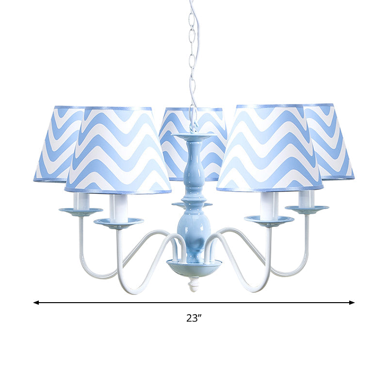 Blue Zig Zag Pendant Light Modern Metal Chandelier for Kids - Rebooters