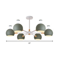 Art Deco Dome Pendant Lights Metal 6 Lights Chandelier - Rebooters