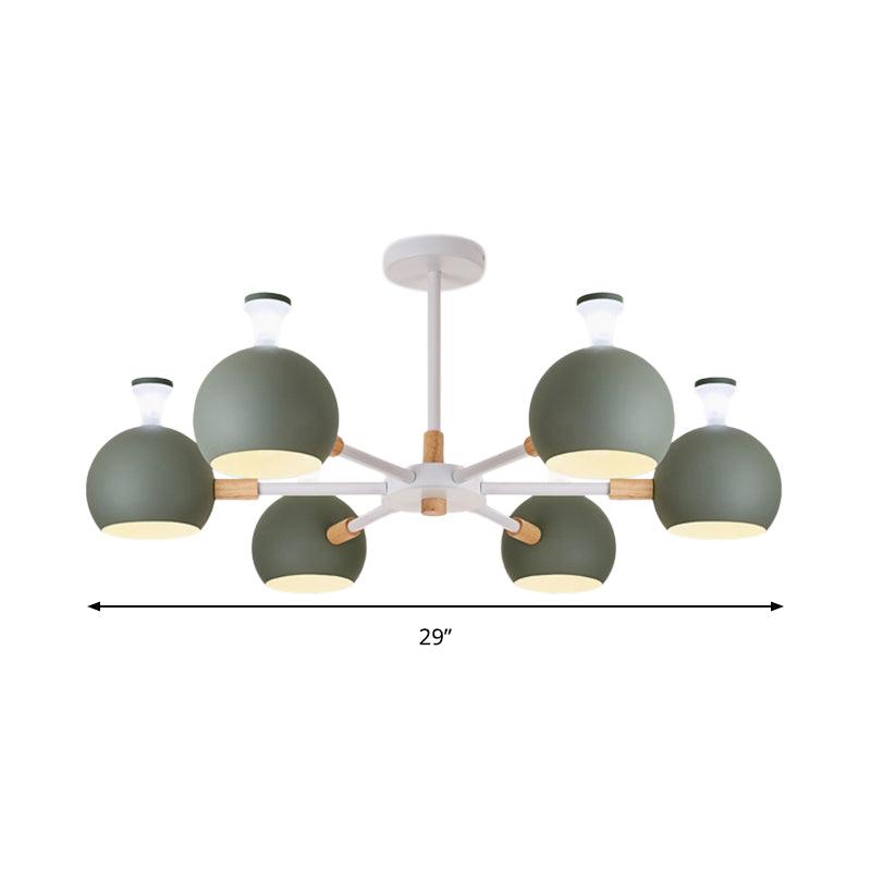 Art Deco Dome Pendant Lights Metal 6 Lights Chandelier - Rebooters