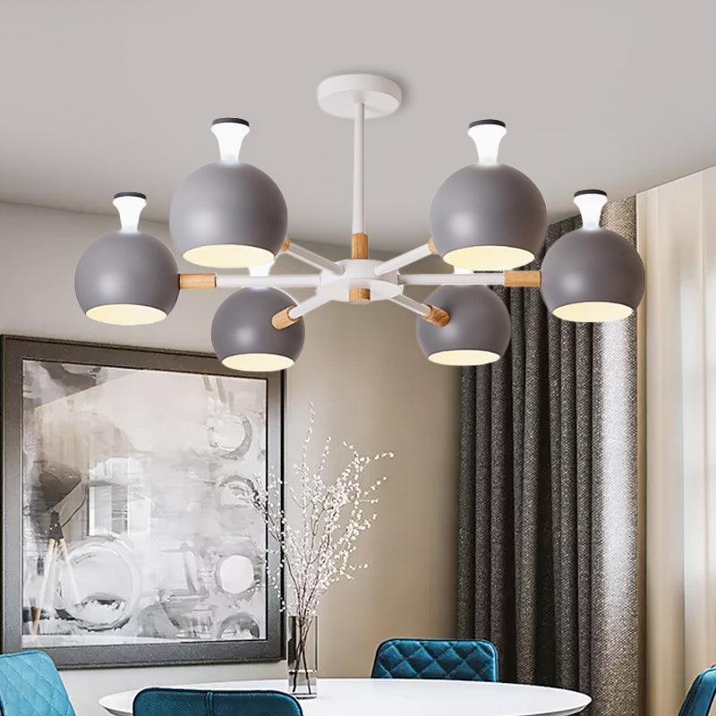 Art Deco Dome Pendant Lights Metal 6 Lights Chandelier - Rebooters
