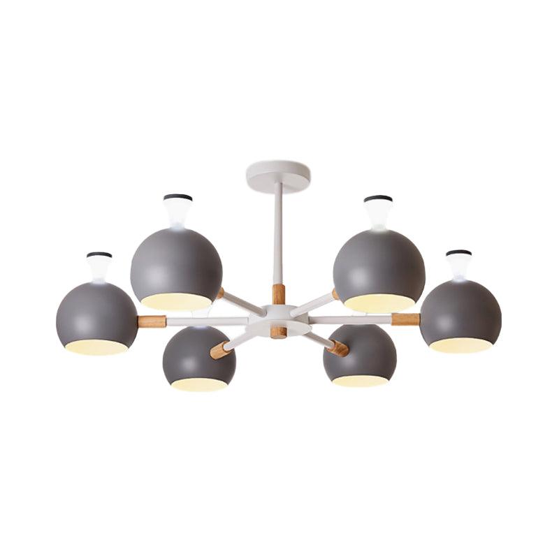 Art Deco Dome Pendant Lights Metal 6 Lights Chandelier - Rebooters