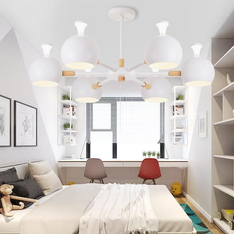 Art Deco Dome Pendant Lights Metal 6 Lights Chandelier - Rebooters