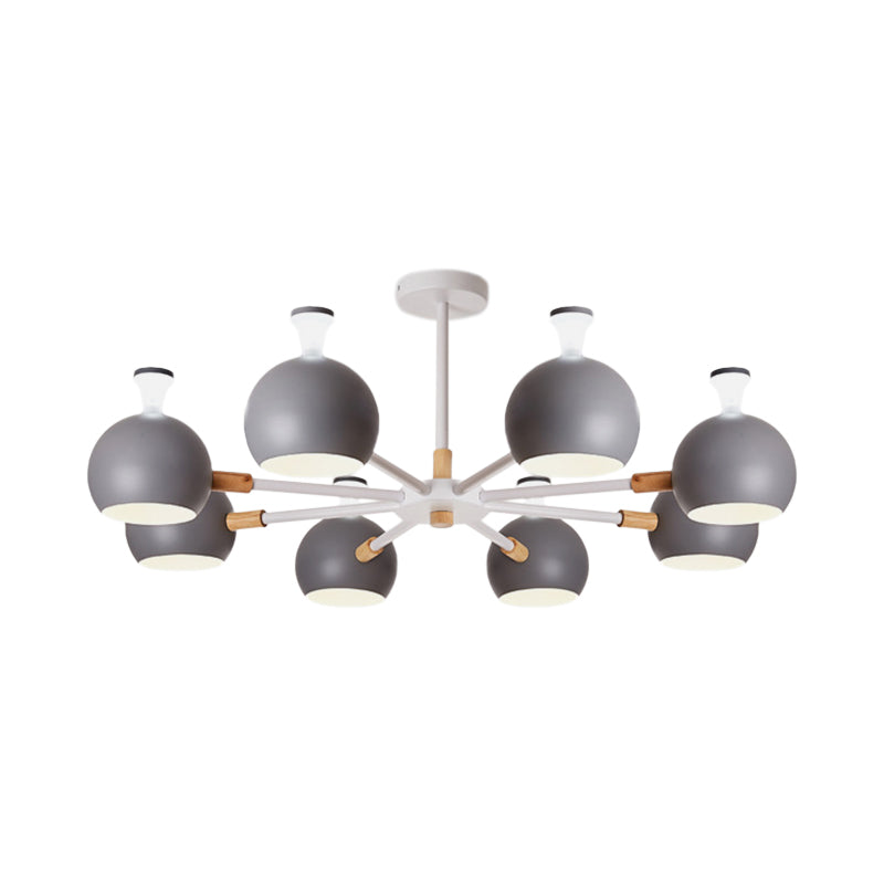 Living Room Dome Shape Hanging Light Iron 8 Bulbs Macaron Style - Rebooters