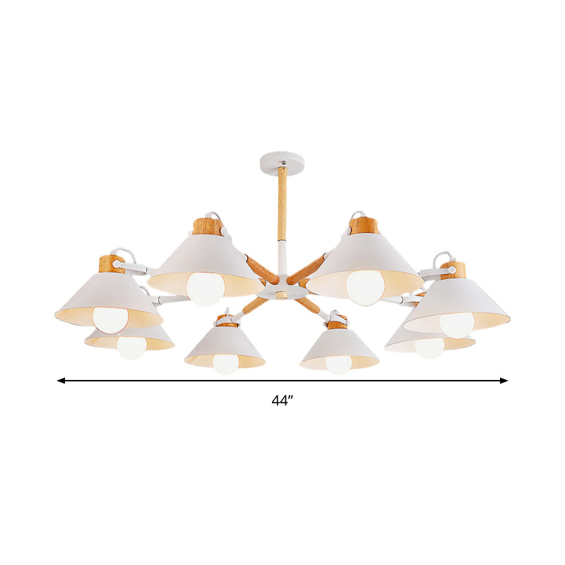 Modern Coolie Shade Hanging Lamp 8 Bulbs Chandelier - Rebooters