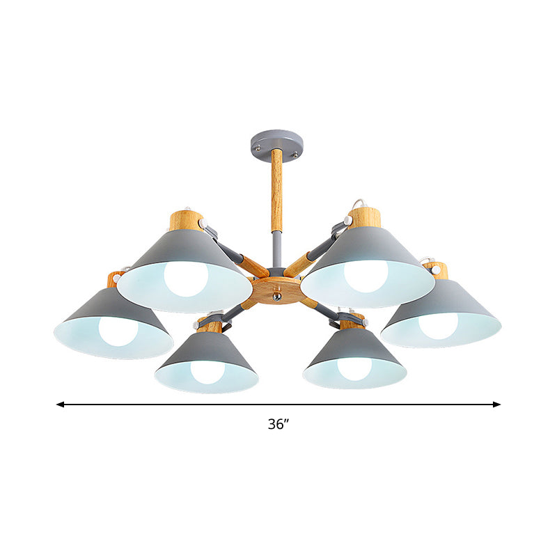 Dinging Room Cone Hanging Lamp Metal 6 Lights Pendant Light - Rebooters
