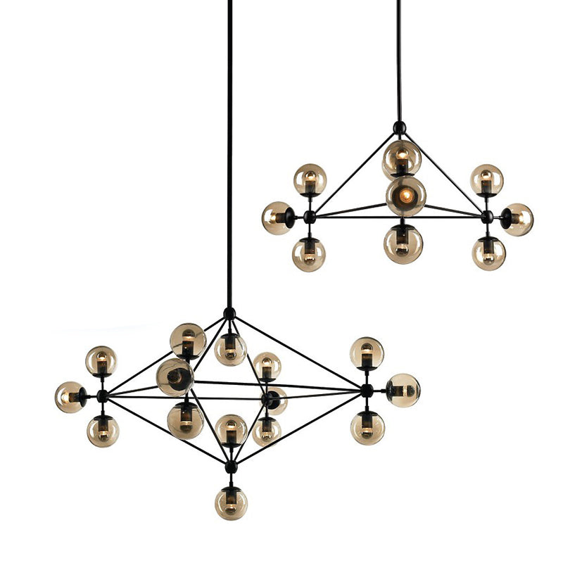 Black Pyramid Frame Chandelier 10/15-Light Loft Style Pendant Light - Rebooters