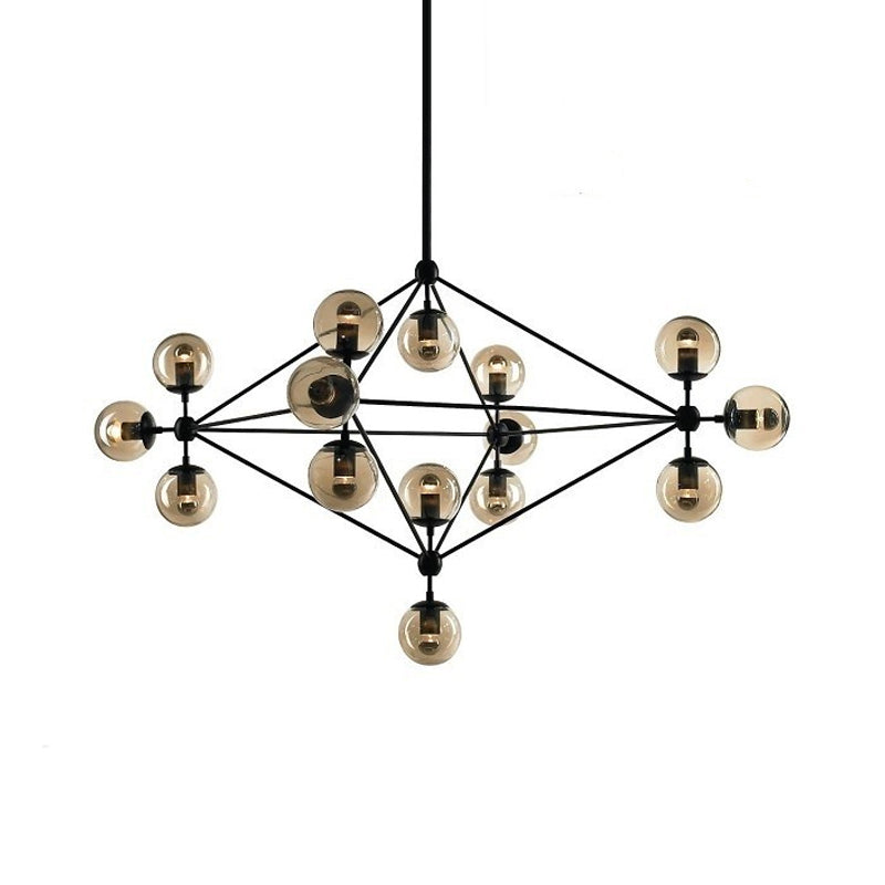 Black Pyramid Frame Chandelier 10/15-Light Loft Style Pendant Light - Rebooters