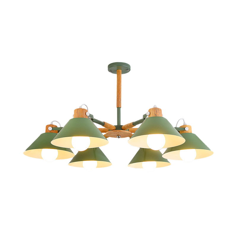 Dinging Room Cone Hanging Lamp Metal 6 Lights Pendant Light - Rebooters