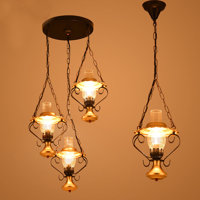 1/3 Lights Cluster Pendant Light with Lantern for Restaurant - Rebooters