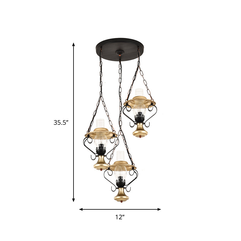 1/3 Lights Cluster Pendant Light with Lantern for Restaurant - Rebooters