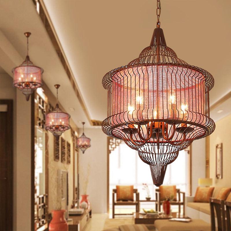 5-Bulb Larger Cage Lantern Pendant Farmhouse Lighting Fixture - Rebooters