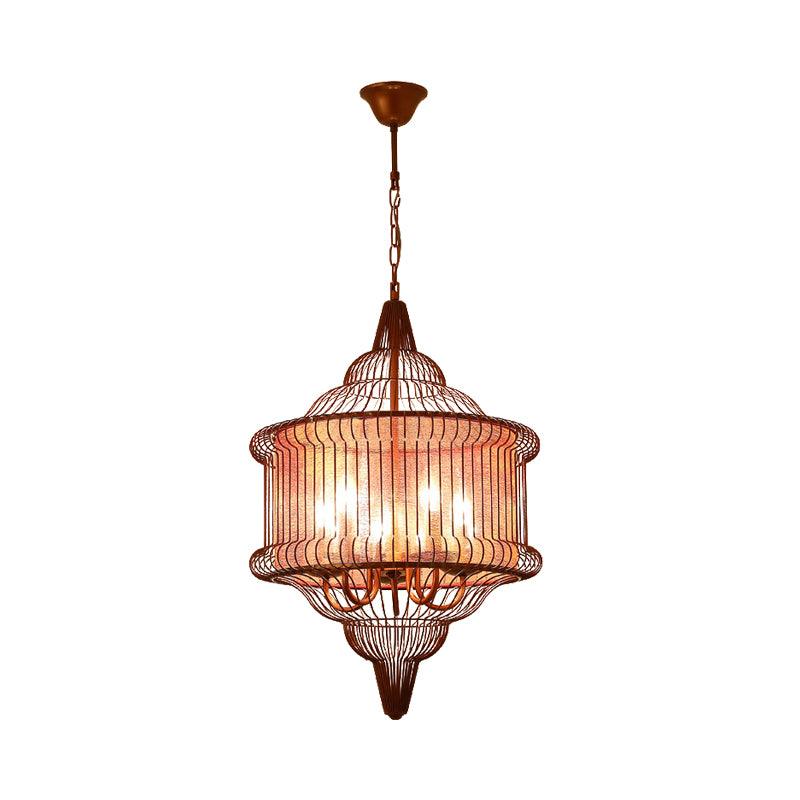 5-Bulb Larger Cage Lantern Pendant Farmhouse Lighting Fixture - Rebooters