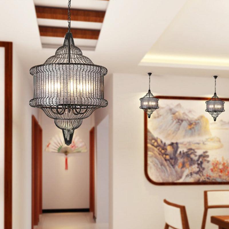 5-Bulb Larger Cage Lantern Pendant Farmhouse Lighting Fixture - Rebooters