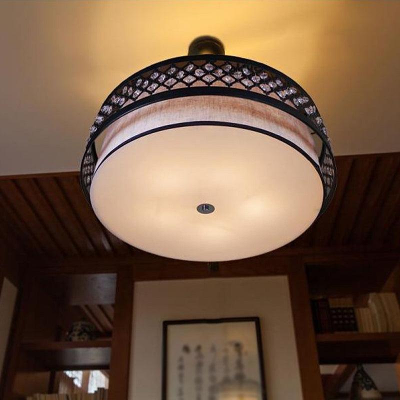 Hand Sewn Fabric Drum Pendant Farmhouse 5-Light Chandelier - Rebooters